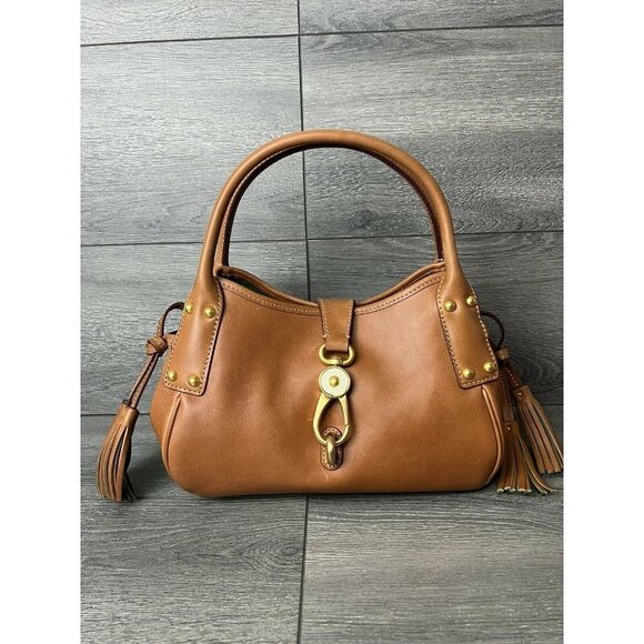 Dooney & Bourke Florentine Leather Small Logo Lock Satchel natural color bag - Picture 1 of 7